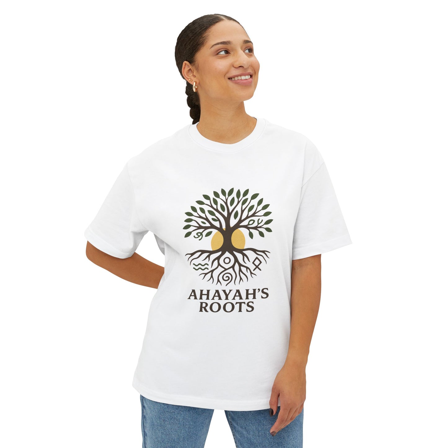 Rooted in Ahayah Unisex Oversized Boxy Tee | Spiritual Graphic Shirt | Relaxed Fit Fashion | Comfortable Everyday Wear | Faith-Based Gift
