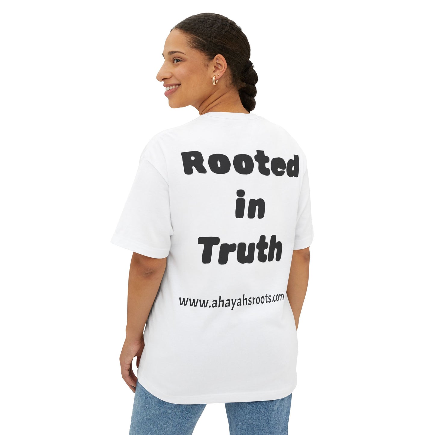 Rooted in Ahayah Unisex Oversized Boxy Tee | Spiritual Graphic Shirt | Relaxed Fit Fashion | Comfortable Everyday Wear | Faith-Based Gift