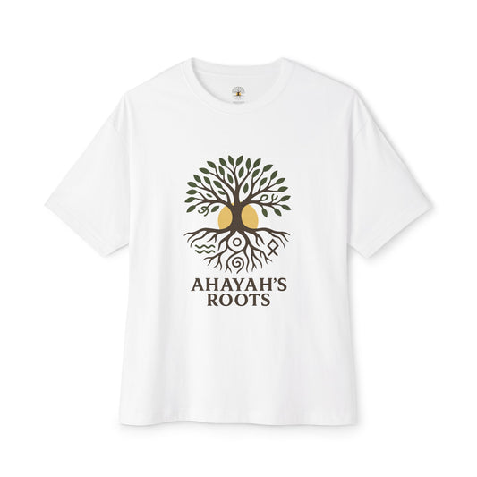 Rooted in Ahayah Unisex Oversized Boxy Tee | Spiritual Graphic Shirt | Relaxed Fit Fashion | Comfortable Everyday Wear | Faith-Based Gift